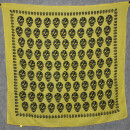 Baumwolltuch - Totenköpfe 1 gelb - schwarz - quadratisches Tuch