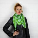 Cotton Scarf - skulls 1 green - white - squared kerchief