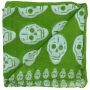 Cotton Scarf - skulls 1 green - white - squared kerchief