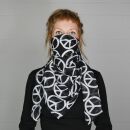 Cotton Scarf - Peace sign pattern 10 cm black - white - squared kerchief