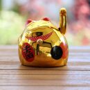 Agitando gato chino - Maneki neko - redondo gato - 8 cm - oro