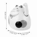 Gatto della fortuna - Gatto cinese - Maneki neko forma rotonda - 8 cm - bianco