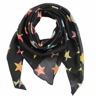 Sciarpa di cotone - stella 8 cm nero - tie dye - foulard quadrato