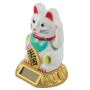 Lucky cat - Maneki Neko - Waving cat - solar - round socket - 8 cm - white