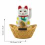 Agitando gato chino - Maneki neko - solar base redonda - 14 cm - blanco