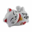 Gatto della fortuna - Gatto cinese - Maneki neko - Gatto sventolante solare - sdraiato - bianco
