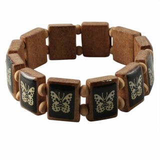 Pulsera de Madera - Mariposa - ocre