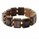 Wooden Wristband - Peace & Hearts - brown