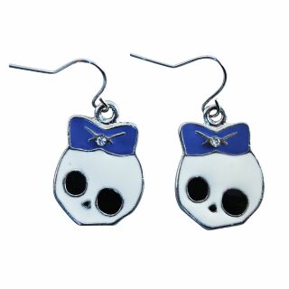 Earrings - Skull With Ribbon - blau