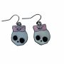 Earrings - Skull With Ribbon - pink