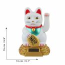 Gatto della fortuna - Gatto cinese - Maneki neko - base tonda solare - 15 cm - bianco