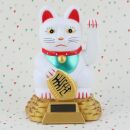 Gatto della fortuna - Gatto cinese - Maneki neko - base tonda solare - 15 cm - bianco