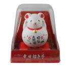 Gatto della fortuna topo - Gatto cinese - Maneki neko - solare - 10,5 cm - bianco