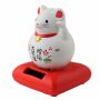 Gatto della fortuna topo - Gatto cinese - Maneki neko - solare - 10,5 cm - bianco