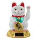 Gatto della fortuna - Gatto cinese - Maneki neko - base tonda solare - 18 cm - bianco