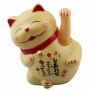 Lucky cat - Maneki Neko - Waving cat - 14 cm - beige