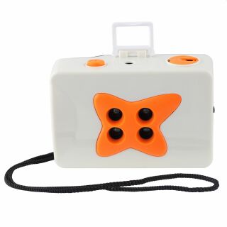 4 lentes - cámara de fotos analógica de 35 mm - estrella - blanco-naranja