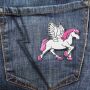 Aufnäher - Pferd Pegasos - weiß-pink - Patch