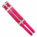 Leather-Bracelet 2-belts - neon-pink 3