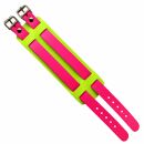 Leather-Bracelet 2-belts - neon-pink 2