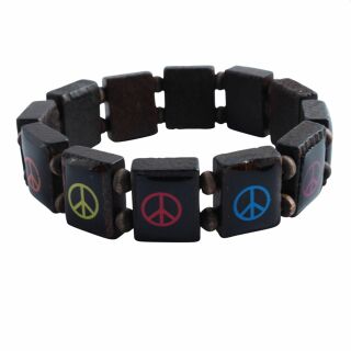 Wooden Wristband - Peace - brown