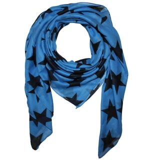Baumwolltuch - Sterne 8 cm blau - schwarz - quadratisches Tuch