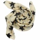 Sciarpa di cotone - stella 8 cm beige - nero - foulard...