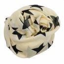 Sciarpa di cotone - stella 8 cm beige - nero - foulard quadrato