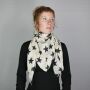 Cotton Scarf - Stars 8 cm beige - black - squared kerchief