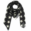 Cotton Scarf - Stars 8 cm black - beige - squared kerchief