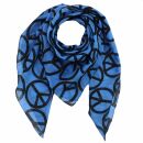Baumwolltuch - Peace Muster 10 cm blau - schwarz -...