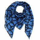 Cotton Scarf - Peace sign pattern 10 cm blue - black -...