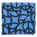 Cotton Scarf - Peace sign pattern 10 cm blue - black - squared kerchief