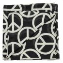Cotton Scarf - Peace sign pattern 10 cm black - beige - squared kerchief