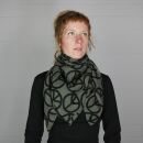 Baumwolltuch - Peace Muster 10 cm khaki - schwarz - quadratisches Tuch