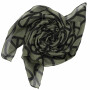 Cotton Scarf - Peace sign pattern 10 cm khaki - black - squared kerchief