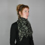 Cotton Scarf - Peace sign pattern 10 cm khaki - black - squared kerchief
