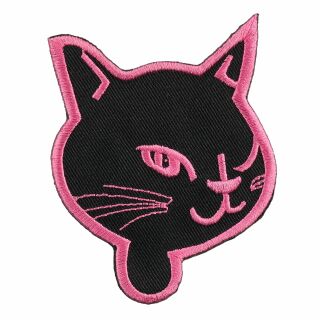 Aufn&auml;her - Katzenkopf - schwarz-rosa - Patch