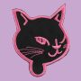 Aufnäher - Katzenkopf - schwarz-rosa - Patch