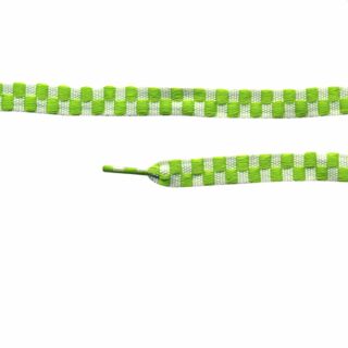Shoelaces - white-green-light green chequered - approx. 115 x 1 cm