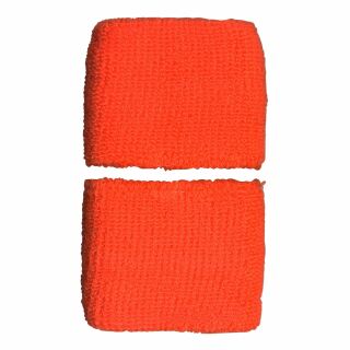Polsino - Fascia da polso tergisudore tinta unita - arancione - arancione neon - Set di due