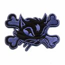 Patch - Cats Head with bones - black-lilac