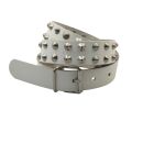 Leather belt with studs 2-row - white - 3 cm - all sizes