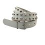 Leather belt with studs 2-row - white - 3 cm - all sizes 105 cm