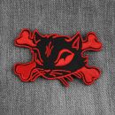 Patch - Cats Head with bones - black-red left