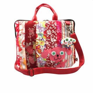 Notebook bag - pink Dog - for iPad and 10 Inch Netbooks