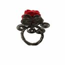 Ring - Rose - red - silver-coloured