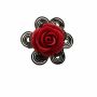 Ring - Rose - red - silver-coloured