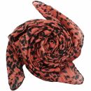 Cotton Scarf - Leopard 1 red - silver - squared kerchief