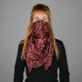 Cotton Scarf - Leopard 1 red - silver - squared kerchief
